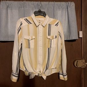 Thread & Supply Striped Tie Front Top   Size XL